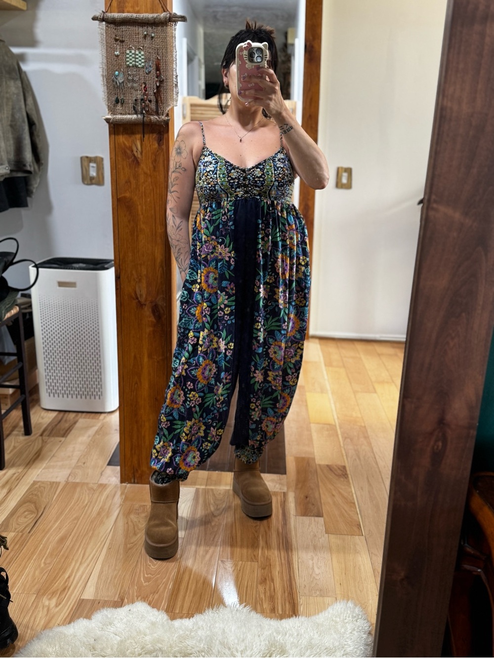 Anthropologie boho floral jumpsuit size S